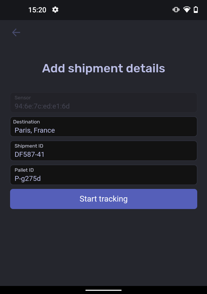 Linking a sensor to a shipment via the Moeco app